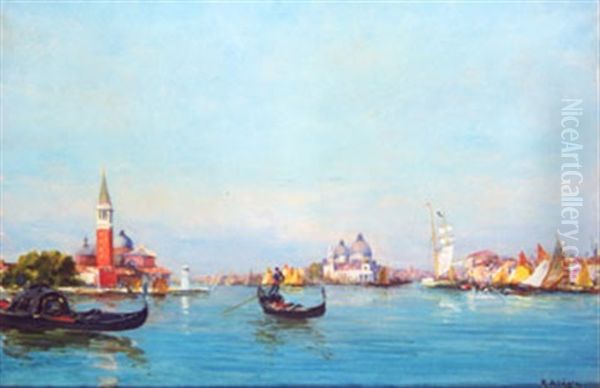 Venise, St-georges Majeur Et La Salute Oil Painting by Raymond Allegre