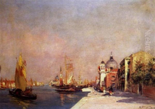 Quai A Venise Oil Painting by Raymond Allegre