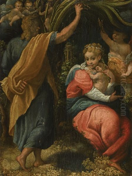 The Rest On The Flight Into Egypt Oil Painting by Pomponio Allegri