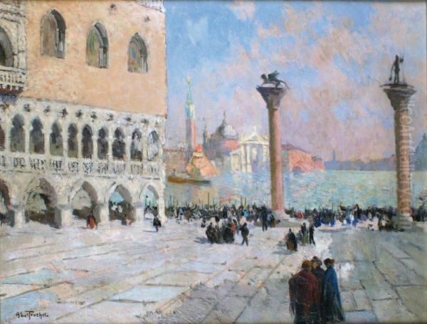 Venise,la Place Saint-marc Oil Painting by Louis Abel-Truchet