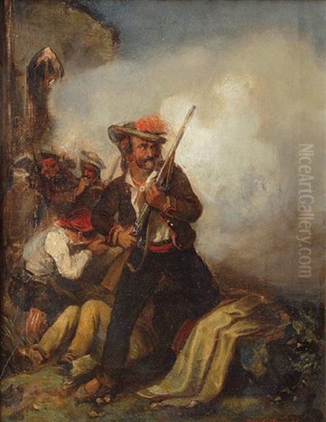 Ungarische Freiheitskampfer Oil Painting by Friedrich L' Allemand