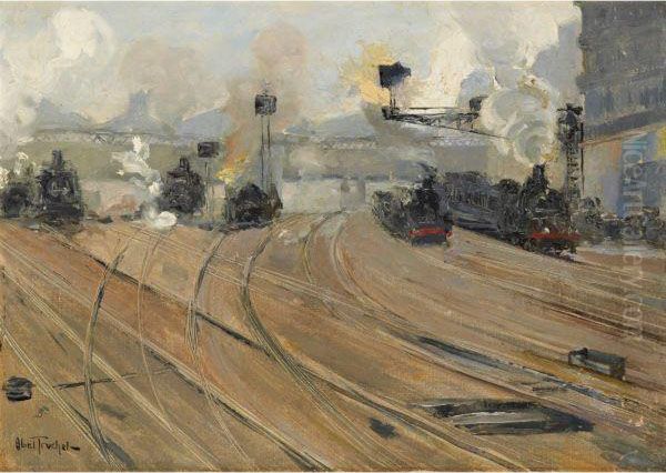 La Gare Saint Lazare Oil Painting by Louis Abel-Truchet