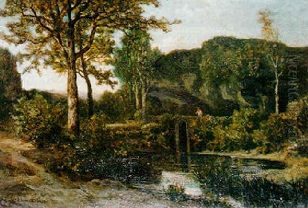 Bord De Riviere Oil Painting by Hector Louis Allemand