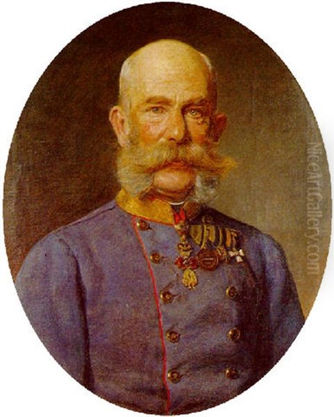 Kaiser Franz Joseph I. Vom Osterreich In Feldmarschallsuniform, Dekoriert Mit Dem Orden Vom Goldenen Vlies Oil Painting by Sigmund L' Allemand