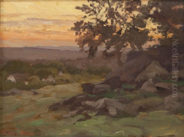 Untitled (landscape At Sunset) Oil Painting by Thomas Allen Jr.