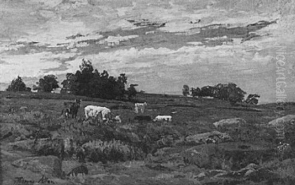 Cows In Pasture Oil Painting by Thomas Allen Jr.