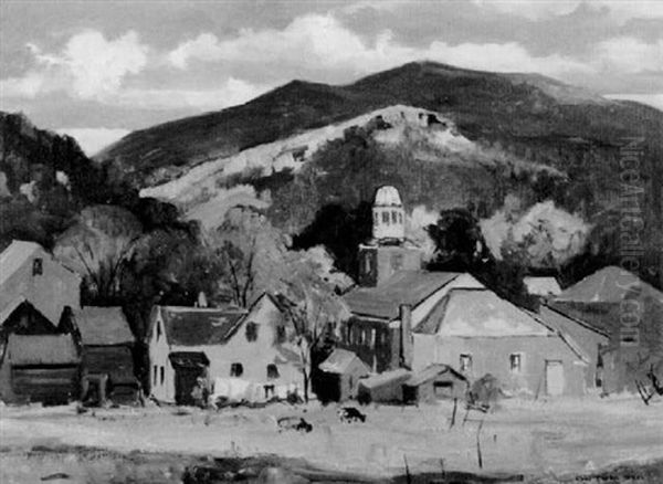 Village And Pastures, Autumn Oil Painting by Charles Curtis Allen