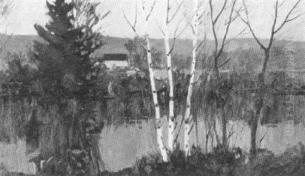 Birches By The Riverside Oil Painting by Charles Curtis Allen