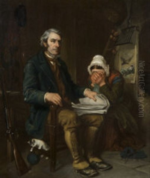 Bad News In Troubled Times: An Important Arrest Has Been Made, That Of A Young Man Named Oil Painting by Margaret Allen