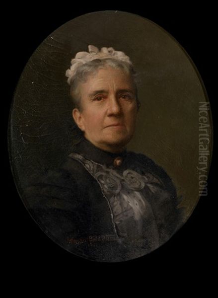 Portrait Of A Lady, In A Black And Grey Dress Oil Painting by Marion Boyd Allen