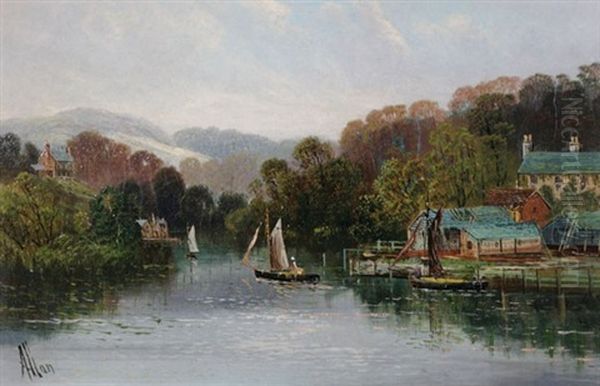 Yachts On The Water Oil Painting by Robert Weir Allen