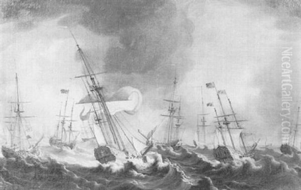 The Storm During Queen Charlo-ttes Voyage To England Oil Painting by Thomas Allen