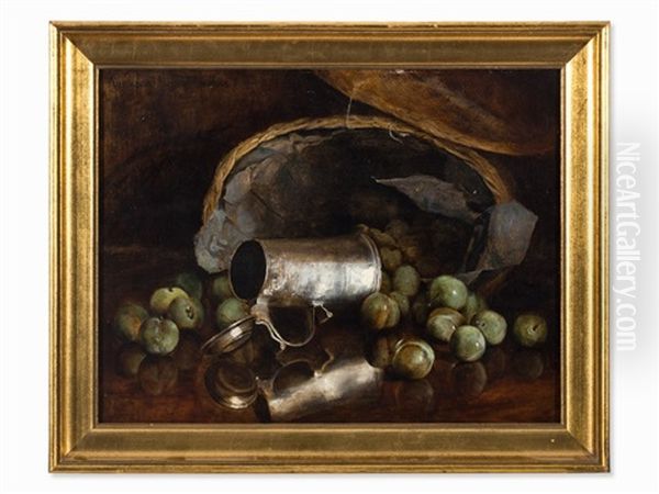 Still Life With Jug Oil Painting by August Herrmann Allgau