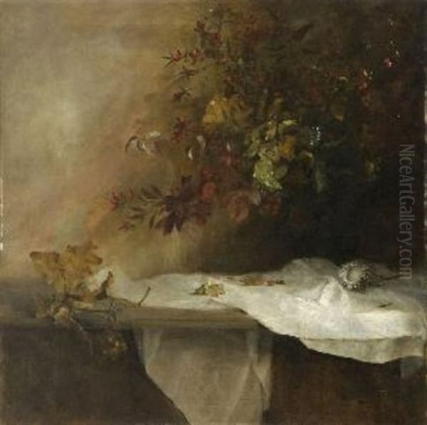 Stillleben Mit Herbststraus Oil Painting by August Herrmann Allgau