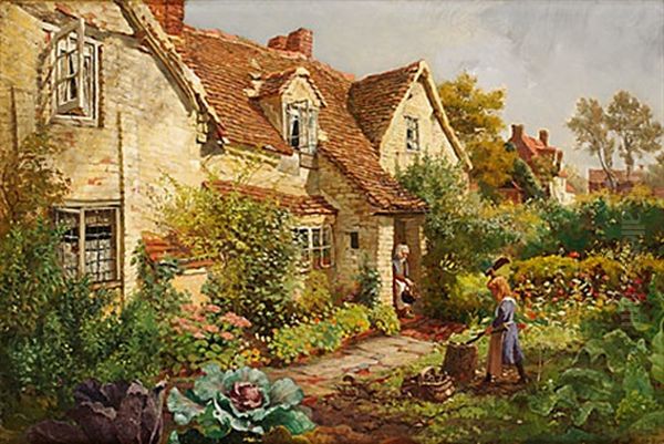 I Tradgarden Oil Painting by Helen Allingham