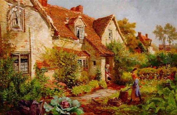 I Tradgarden Oil Painting by Helen Allingham