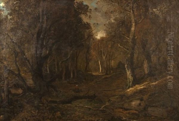 Autumn, Evening, Forest Of Fontainebleau Oil Painting by C. Harry Allis