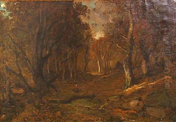 Autumn, Evening, Forest Of Fontainebleau Oil Painting by C. Harry Allis