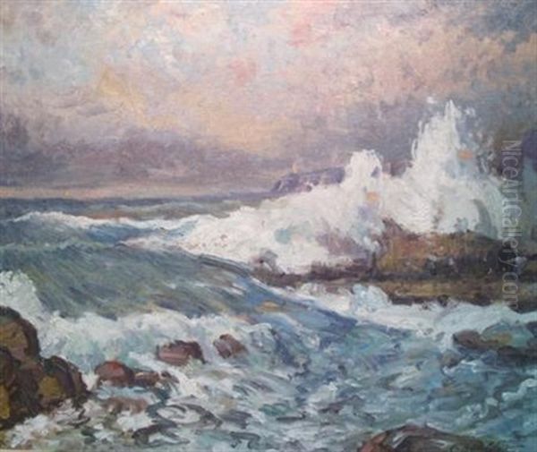 Crashing Waves Oil Painting by C. Harry Allis