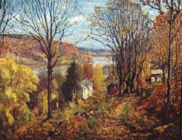 Hillside View In Autumn by C. Harry Allis