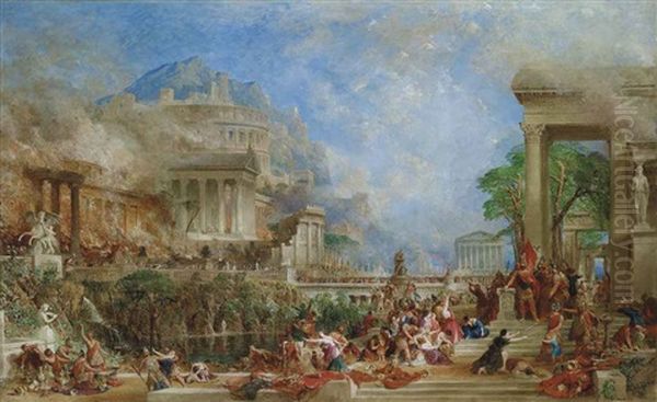 The Sack Of Corinth Oil Painting by Thomas Allom