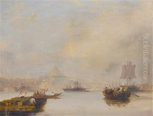 Constantinople From The Entrance Of The Golden Horn Oil Painting by Thomas Allom