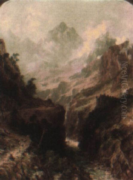 Gave De Gavarnie, High Pyrenees Oil Painting by Thomas Allom