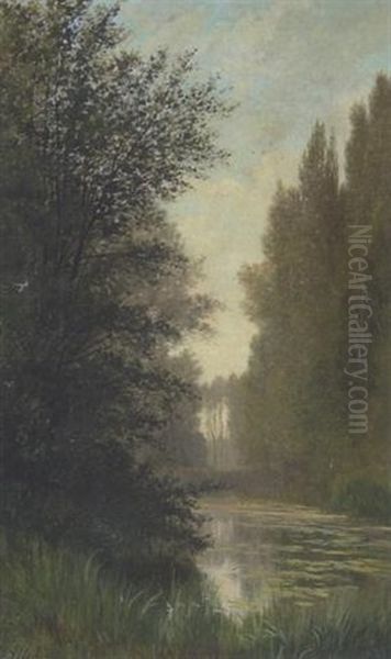 Am Waldteich Oil Painting by Auguste Allonge