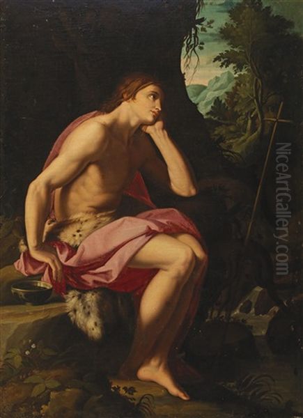 Saint John The Baptist In The Wilderness Oil Painting by Alessandro di Cristofano Allori