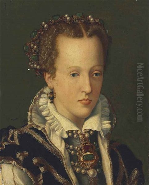 Portrait Of Joanna Of Austria (1547-1578) Oil Painting by Alessandro di Cristofano Allori