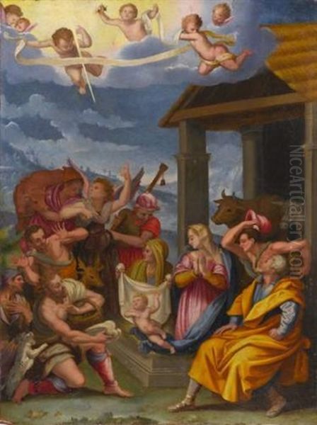 L'adoration Des Bergers Oil Painting by Alessandro di Cristofano Allori