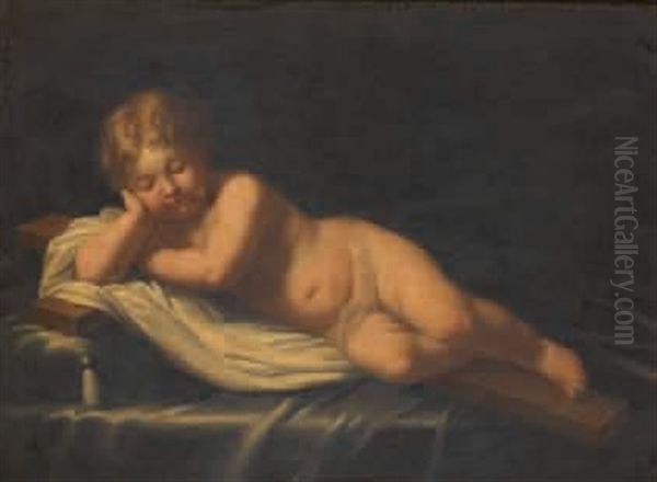 Jesus Enfant Couche Sur La Croix Oil Painting by Alessandro di Cristofano Allori