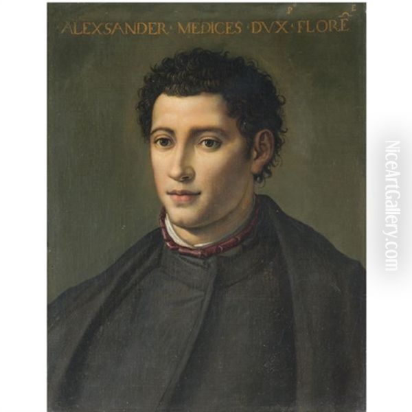 Portrait Of Alessandro De Medici, Duke Of Florence And Penne (1510-1537) Oil Painting by Alessandro di Cristofano Allori