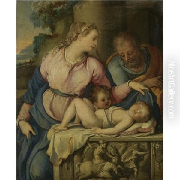 The Holy Family With The Infant Saint John The Baptist Oil Painting by Alessandro di Cristofano Allori