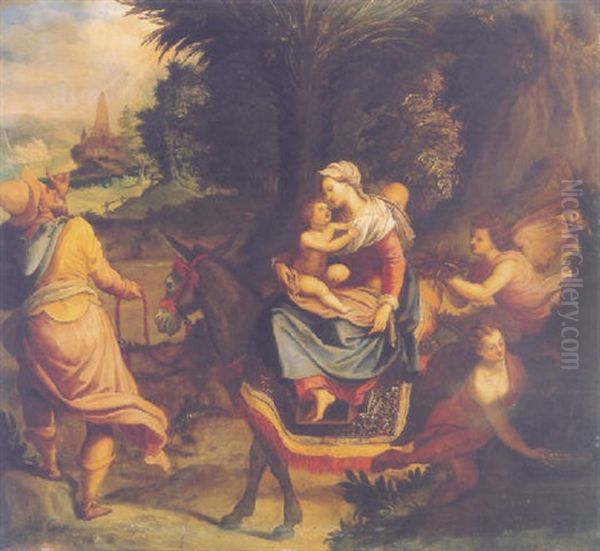 The Flight Into Egypt Oil Painting by Alessandro di Cristofano Allori