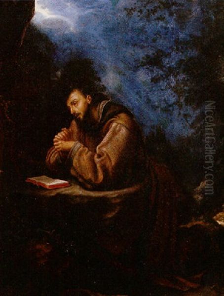 Saint Francis At Prayer Oil Painting by Alessandro di Cristofano Allori