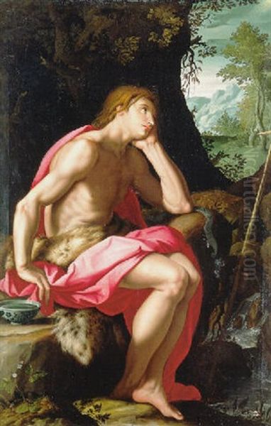 Saint John The Baptist In The Wilderness Oil Painting by Alessandro di Cristofano Allori