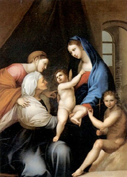 The Holy Family With The Infant St. John Oil Painting by Alessandro di Cristofano Allori