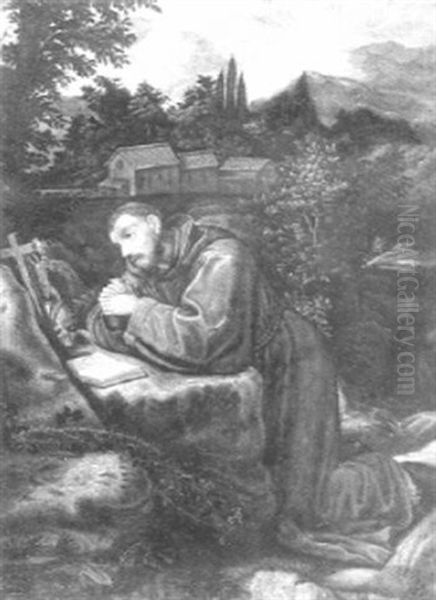 San Francesco In Preghiera Oil Painting by Alessandro di Cristofano Allori