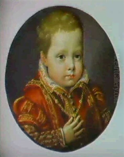 A Boy, Head And Shoulders Turned Half Right Oil Painting by Alessandro di Cristofano Allori