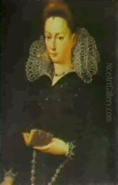 Portrait Of A Lady Holding A Book Oil Painting by Alessandro di Cristofano Allori