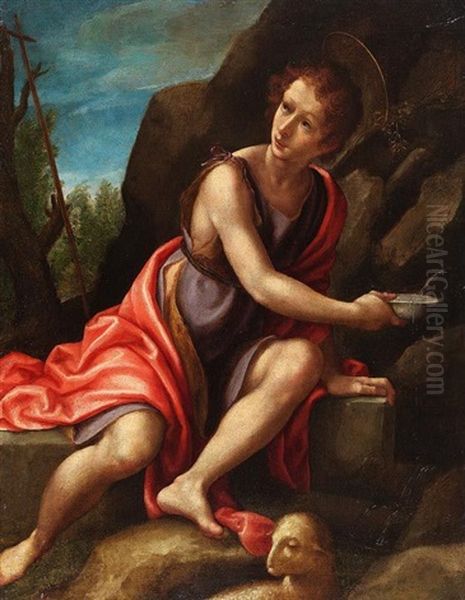 San Giovanni. Early 17th Century Oil Painting by Cristofano Allori