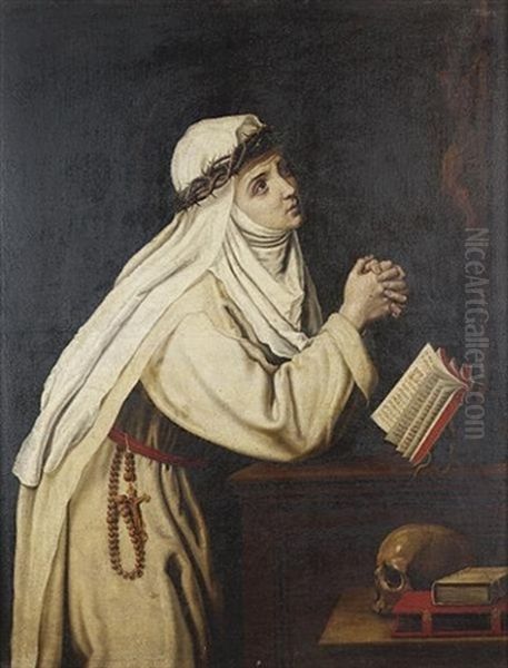 Saint Catherine Of Siena In Meditation Oil Painting by Cristofano Allori