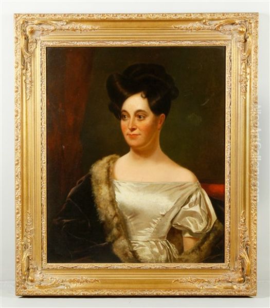 Portrait Of A Young Woman In Satin Dress Oil Painting by Washington Allston