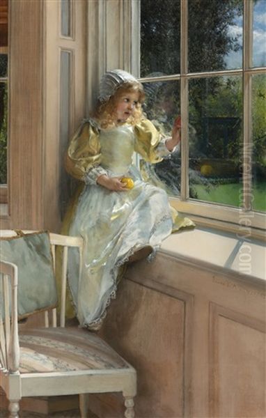 A Looking Out O'window, Sunshine Oil Painting by Laura Theresa Alma-Tadema