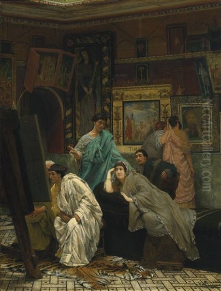 The Collector Of Pictures At The Time Of Augustus Oil Painting by Sir Lawrence Alma-Tadema