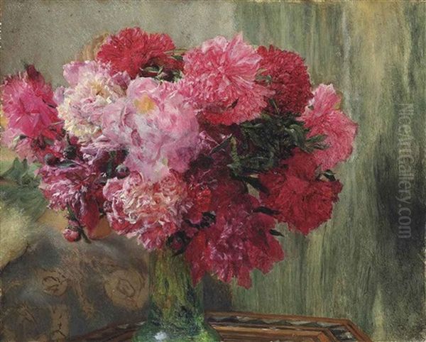 Japanese Peonies Oil Painting by Sir Lawrence Alma-Tadema