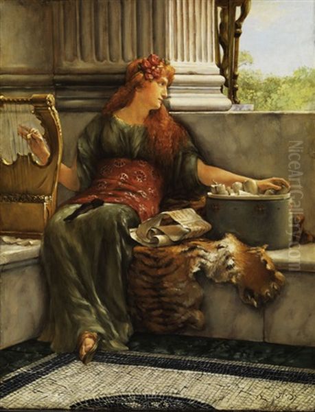 Sapho Oil Painting by Sir Lawrence Alma-Tadema