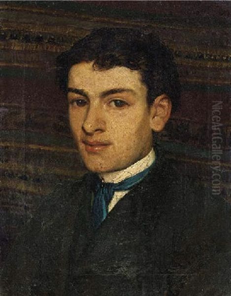 Portrait Of A Young Man Wearing A Blue Cravat Oil Painting by Sir Lawrence Alma-Tadema