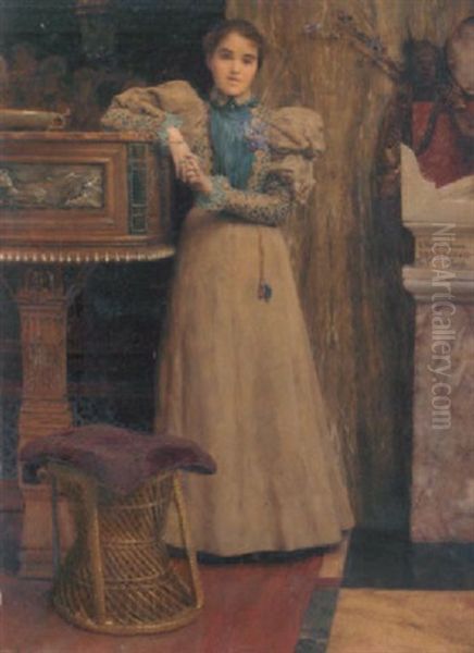 Portrait Of Clotilde Enid, Daughter Of Edward Onslow Ford Oil Painting by Sir Lawrence Alma-Tadema